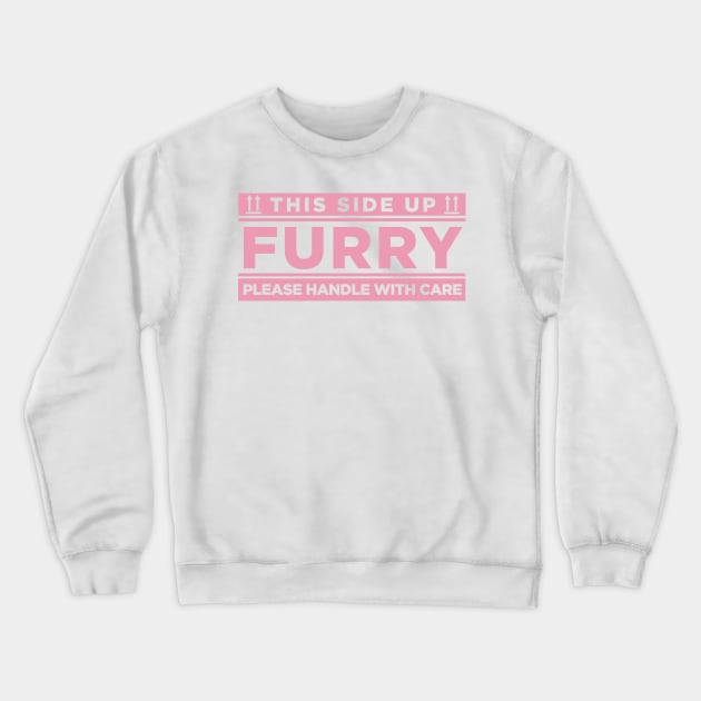 Pink - Furry, Please Handle with Care Crewneck Sweatshirt by wogglebugg